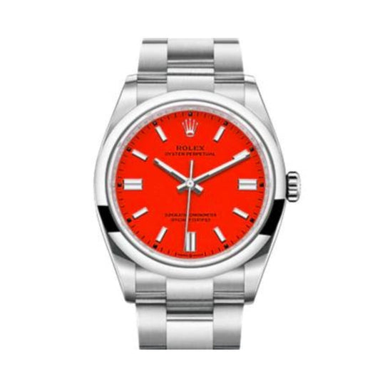 Rolex Oyster Perpetual Red Index Dial Oyster Bracelet 126000