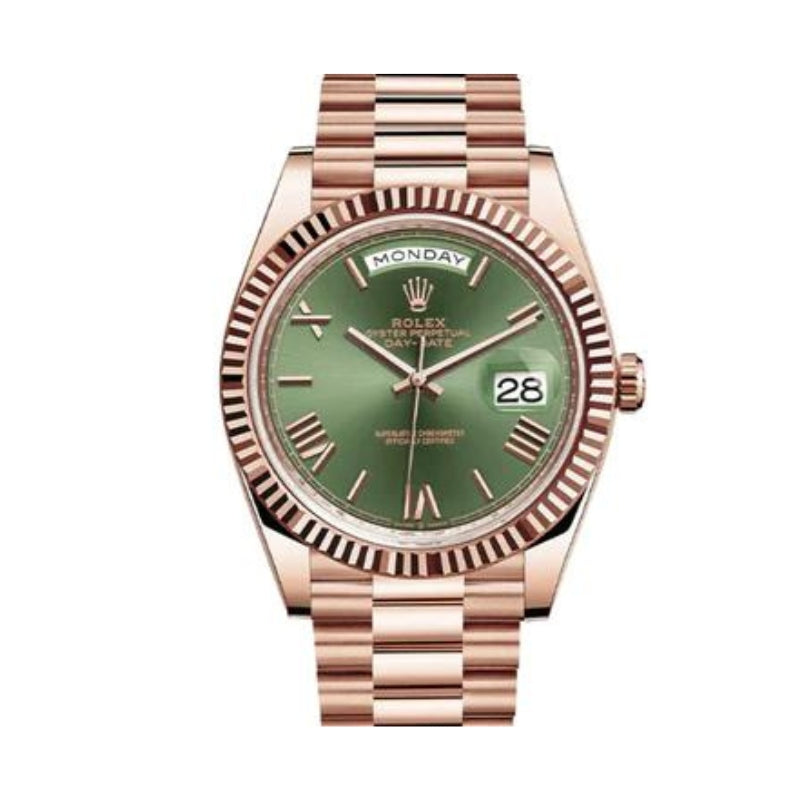 Rolex Everose Gold Day-Date 228235 Olive Green Dial Watch