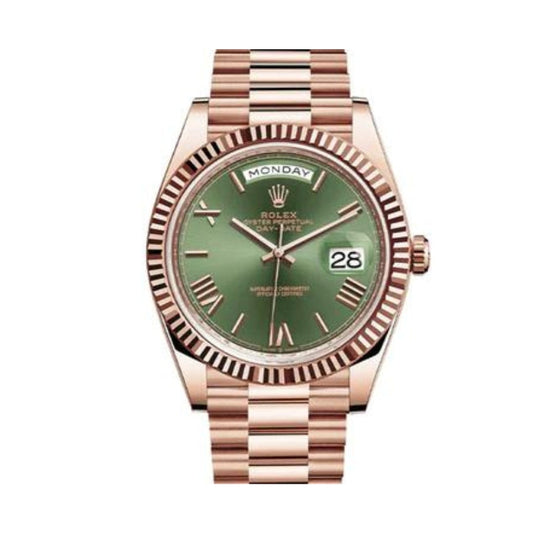 Rolex Everose Gold Day-Date 228235 Olive Green Dial Watch