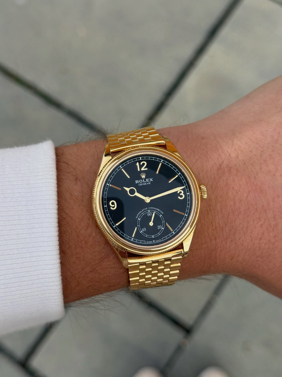 ROLEX PERPETUEL 1908 39 MM DORÉ FONND NOIR
