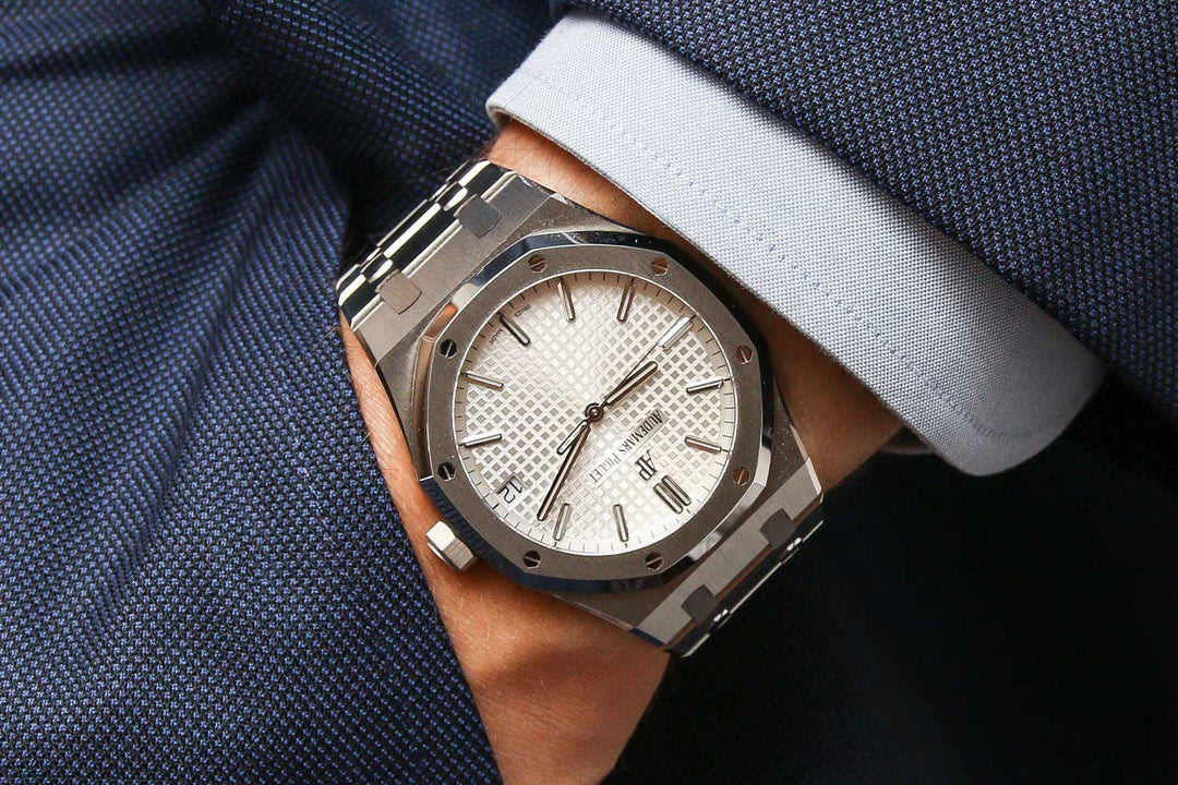 AUDEMARS ROYAL OAK FOND BLANC 41MM HOMME